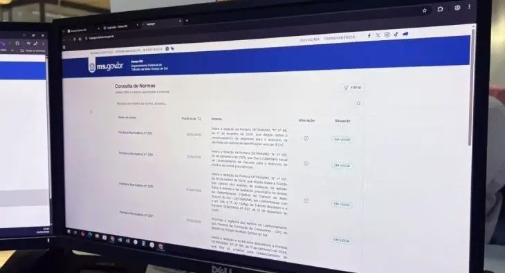 Novo sistema de portarias do Detran-MS amplia transparência e facilita acesso à legislação